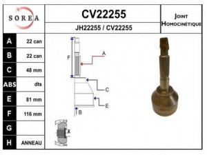 EAI CV22255K jungčių komplektas, kardaninis velenas 
 Ratų pavara -> Sujungimai/komplektas
