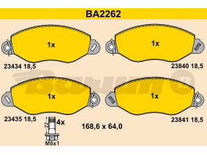 BARUM BA2262 stabdžių trinkelių rinkinys, diskinis stabdys 
 Techninės priežiūros dalys -> Papildomas remontas
1144288, 1318147, 1465168, 4095132