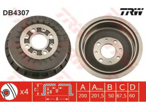 TRW DB4307 stabdžių būgnas 
 Stabdžių sistema -> Būgninis stabdys -> Stabdžių būgnas
21080350207000, 21083502070