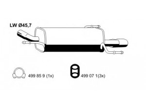 ERNST 011235 galinis duslintuvas 
 Išmetimo sistema -> Duslintuvas
58 52 191, 13122316