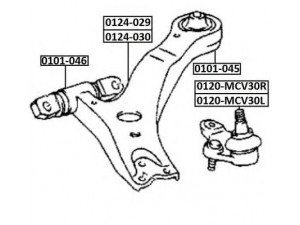 ASVA 0124-029 vikšro valdymo svirtis 
 Ašies montavimas/vairavimo mechanizmas/ratai -> Valdymo svirtis/pasukamosios svirties sujungimas -> Vairo trauklės (valdymo svirtis, išilginis balansyras, diago
48068-33050, 48068-58010, 48069-33050