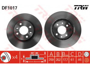 TRW DF1017 stabdžių diskas 
 Dviratė transporto priemonės -> Stabdžių sistema -> Stabdžių diskai / priedai
7700715081, 7700715412, 7700753321