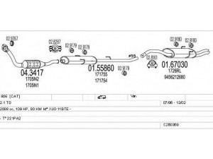 MTS C260369006284 išmetimo sistema 
 Išmetimo sistema -> Išmetimo sistema, visa