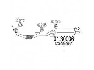 MTS 01.30036 priekinis duslintuvas 
 Išmetimo sistema -> Duslintuvas
6Q0254091S