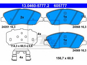 ATE 13.0460-5777.2 stabdžių trinkelių rinkinys, diskinis stabdys 
 Techninės priežiūros dalys -> Papildomas remontas
58101-2BA10, 58101-2WA70, 58101-2PA70