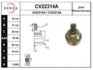 EAI CV22314AK jungčių komplektas, kardaninis velenas 
 Ratų pavara -> Sujungimai/komplektas