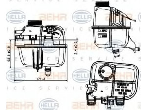 HELLA 8MA 376 737-221 išsiplėtimo bakelis, aušinimo skystis 
 Aušinimo sistema -> Radiatorius/alyvos aušintuvas -> Išsiplėtimo bakelis, variklio aušinimo skystis
17 13 7 823 626