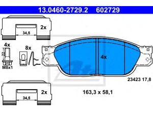 ATE 13.0460-2729.2 stabdžių trinkelių rinkinys, diskinis stabdys 
 Techninės priežiūros dalys -> Papildomas remontas
XR8 13324