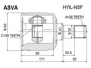 ASVA HYIL-NSF jungčių komplektas, kardaninis velenas 
 Ratų pavara -> Sujungimai/komplektas
49505-2BA10, 49505-2BA10
