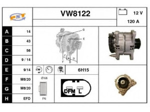 SNRA VW8122 kintamosios srovės generatorius
038903018B, 074903025N