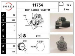 EAI 11754 starteris 
 Elektros įranga -> Starterio sistema -> Starteris
2330080G00, 23300V7260, S13102