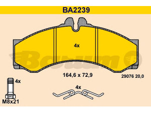 BARUM BA2239 stabdžių trinkelių rinkinys, diskinis stabdys 
 Techninės priežiūros dalys -> Papildomas remontas
0 5103 790AA, 5103 790AA, 002 420 41 20
