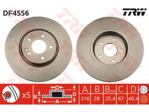 TRW DF4556 stabdžių diskas 
 Stabdžių sistema -> Diskinis stabdys -> Stabdžių diskas
2104211112, 210421111205, 2104211412