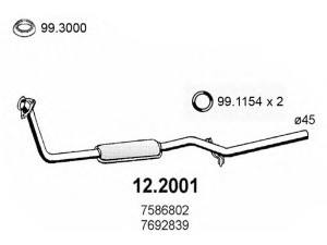 ASSO 12.2001 priekinis duslintuvas 
 Išmetimo sistema -> Duslintuvas
7586802, 7692839, 7586802, 7692839