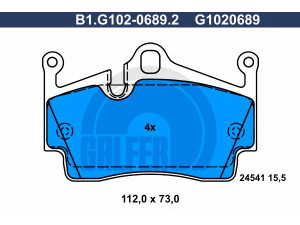 GALFER B1.G102-0689.2 stabdžių trinkelių rinkinys, diskinis stabdys 
 Techninės priežiūros dalys -> Papildomas remontas
987 352 939 00, 987 352 939 01