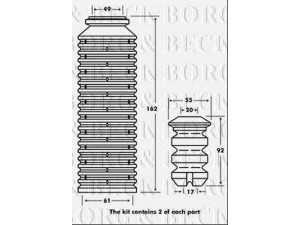 BORG & BECK BPK7049 apsauginio dangtelio komplektas, amortizatorius