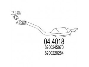 MTS 04.4018 katalizatoriaus keitiklis 
 Išmetimo sistema -> Katalizatoriaus keitiklis
8200220284, 8200245870