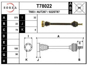 EAI T78022 kardaninis velenas 
 Ratų pavara -> Kardaninis velenas
893407272A