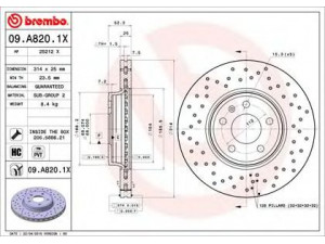 BREMBO 09.A820.1X stabdžių diskas 
 Dviratė transporto priemonės -> Stabdžių sistema -> Stabdžių diskai / priedai
8K0615301
