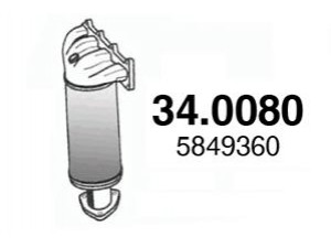 ASSO 34.0080 katalizatoriaus keitiklis 
 Išmetimo sistema -> Katalizatoriaus keitiklis
5849036, 5849360, 849220, 849230