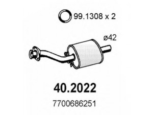 ASSO 40.2022 priekinis duslintuvas 
 Išmetimo sistema -> Duslintuvas
7700684808, 7700686251