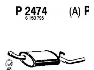 FENNO P2474 galinis duslintuvas 
 Išmetimo sistema -> Duslintuvas
5018639, 6102274, 6121361, 6122363