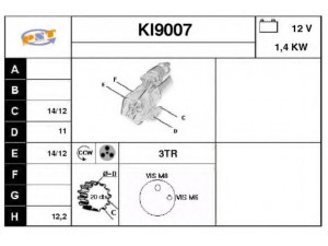 SNRA KI9007 starteris 
 Elektros įranga -> Starterio sistema -> Starteris
111916, OK9BB18400A, OK9BV18400A