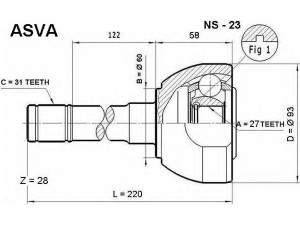 ASVA NS-23 jungčių komplektas, kardaninis velenas 
 Ratų pavara -> Sujungimai/komplektas
39100-01J00, 39100-01J01, 39100-01J10