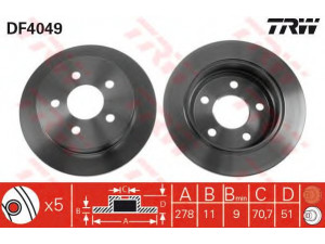 TRW DF4049 stabdžių diskas 
 Stabdžių sistema -> Diskinis stabdys -> Stabdžių diskas
569107, 569110, 90542180, 90542180