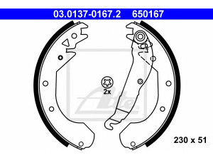 ATE 03.0137-0167.2 stabdžių trinkelių komplektas 
 Techninės priežiūros dalys -> Papildomas remontas
16 05 591, 16 05 594, 16 05 887