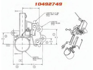DELCO REMY 10492749 laikiklis, angliniai šepetėliai