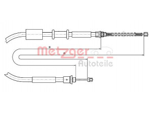 METZGER 1281P2 trosas, stovėjimo stabdys 
 Stabdžių sistema -> Valdymo svirtys/trosai
7747332