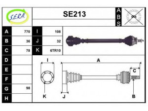 SERA SE213 kardaninis velenas 
 Ratų pavara -> Kardaninis velenas
6Q0407272CL, 6Q0407272J, 6Q0407452KX