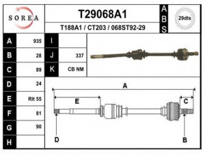 EAI T29068A1 kardaninis velenas 
 Ratų pavara -> Kardaninis velenas
3273W6