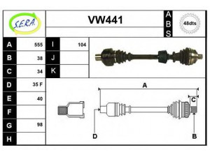 SERA VW441 kardaninis velenas 
 Ratų pavara -> Kardaninis velenas
1122173, 1689846, 7M0407272AX, 7M0407272E