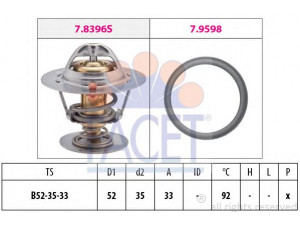 FACET 7.8396 termostatas, aušinimo skystis 
 Aušinimo sistema -> Termostatas/tarpiklis -> Thermostat