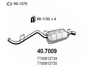 ASSO 40.7009 galinis duslintuvas 
 Išmetimo sistema -> Duslintuvas
6001025876, 7700812734, 7700812735