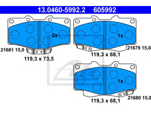 ATE 13.0460-5992.2 stabdžių trinkelių rinkinys, diskinis stabdys 
 Techninės priežiūros dalys -> Papildomas remontas
04465-35031, 04465-35080, 04465-35260