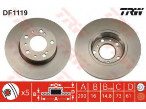 TRW DF1119 stabdžių diskas 
 Dviratė transporto priemonės -> Stabdžių sistema -> Stabdžių diskai / priedai
7538682, 7583682, ZF93500521, 71739638