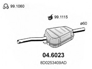ASSO 04.6023 vidurinis duslintuvas 
 Išmetimo sistema -> Duslintuvas
8D0253409AD