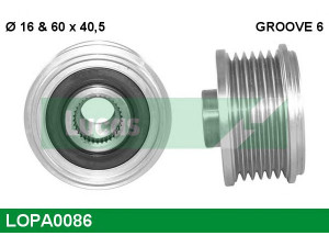 LUCAS ENGINE DRIVE LOPA0086 laisvos eigos sankaba, kint. sr. generatorius 
 Diržinė pavara -> Laisvos eigos sankaba, kint. sr. generatorius