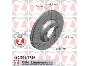 ZIMMERMANN 460.1576.20 stabdžių diskas 
 Stabdžių sistema -> Diskinis stabdys -> Stabdžių diskas
997 351 405 00, 997 351 405 01