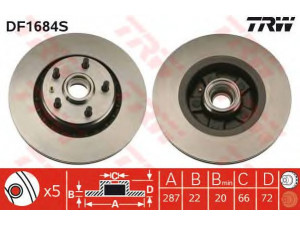 TRW DF1684S stabdžių diskas 
 Stabdžių sistema -> Diskinis stabdys -> Stabdžių diskas
1329540, 1329541, 1329637, 13296371