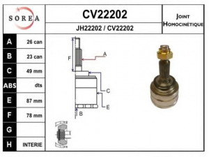 EAI CV22202K jungčių komplektas, kardaninis velenas 
 Ratų pavara -> Sujungimai/komplektas