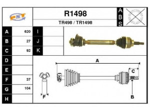 SNRA R1498 kardaninis velenas 
 Ratų pavara -> Kardaninis velenas
7711135401, 8200226057, 8200467679