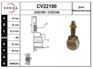 EAI CV22190K jungčių komplektas, kardaninis velenas 
 Ratų pavara -> Sujungimai/komplektas
