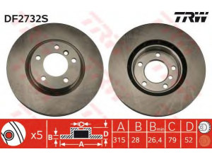TRW DF2732S stabdžių diskas 
 Dviratė transporto priemonės -> Stabdžių sistema -> Stabdžių diskai / priedai
34112227172, 34112227738