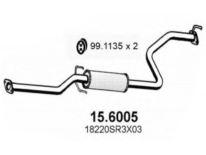 ASSO 15.6005 vidurinis duslintuvas 
 Išmetimo sistema -> Duslintuvas
18220SR3J02, 18220SR3P01, 18220SR3X02