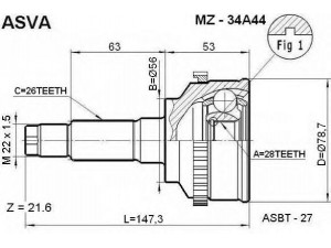 ASVA MZ-34A44 jungčių komplektas, kardaninis velenas 
 Ratų pavara -> Sujungimai/komplektas
FD55-25-50XA, FD55-25-60XA