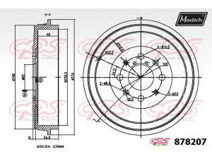 MAXTECH 878207.0000 stabdžių būgnas 
 Stabdžių sistema -> Būgninis stabdys -> Stabdžių būgnas
51901443, 55703043, 5 68 270, 55701380